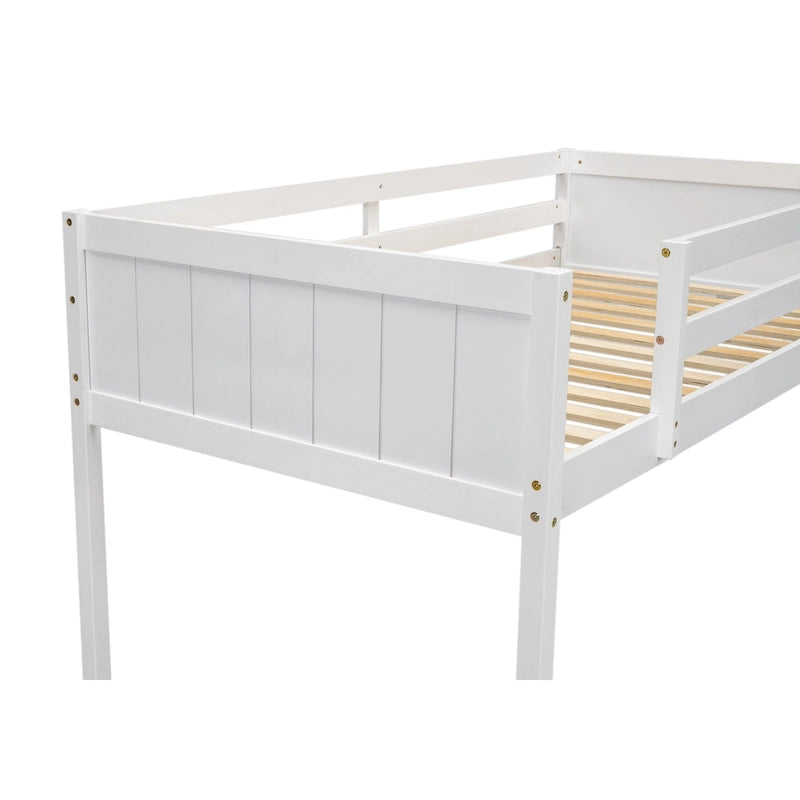 Lit mezzanine bas en bois pour matelas une place avec échelle réversible (gauche ou droite), gris
