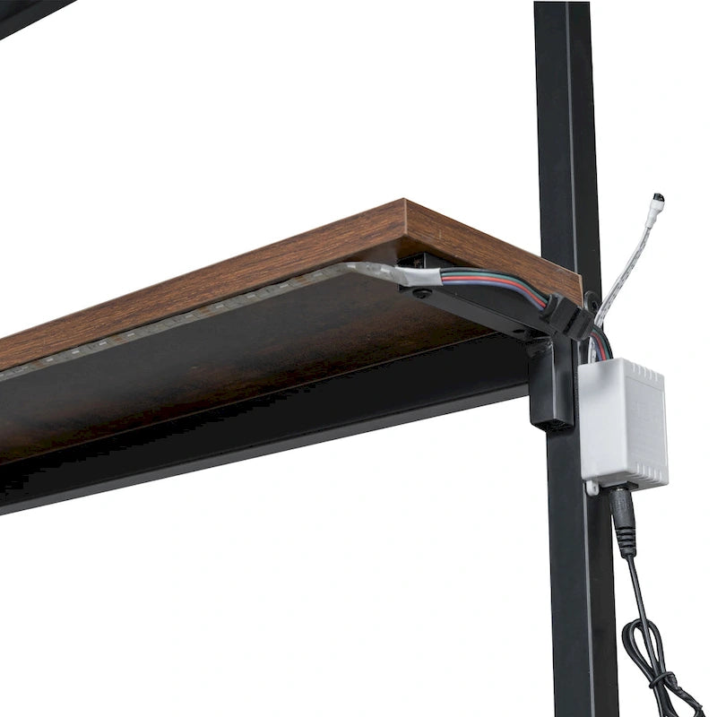 Lit mezzanine en métal pour lit une place avec station de travail LED et rangement intelligent (capacité de 158 kg)