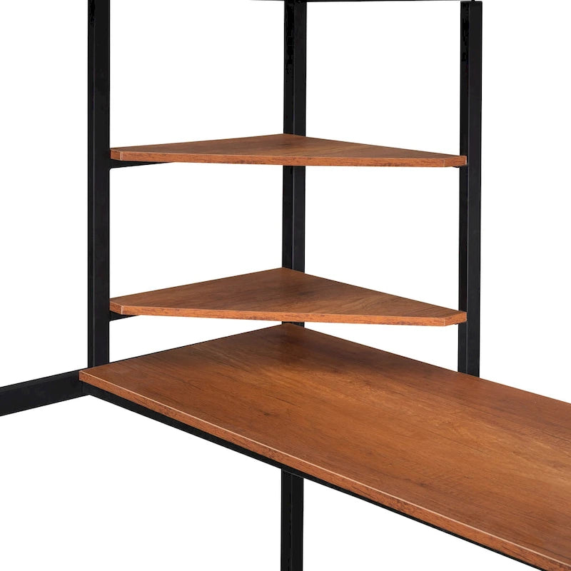 Lit mezzanine pleine grandeur en métal noir avec bureau, échelle et étagère pour enfants, ados, filles et garçons