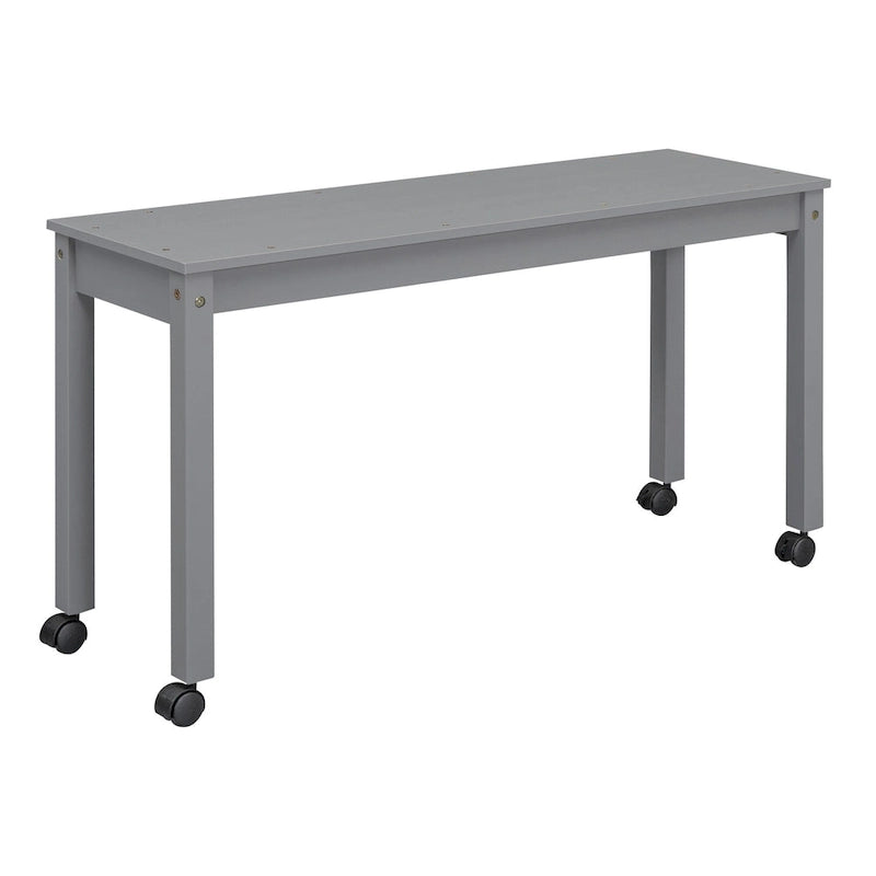 Lit mezzanine une place en bois massif gris avec bureau escamotable et tiroirs