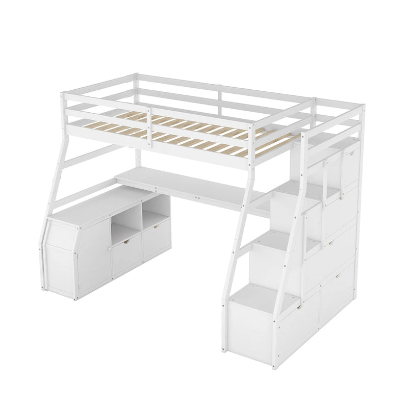Lit mezzanine deux places avec bureau et rangements