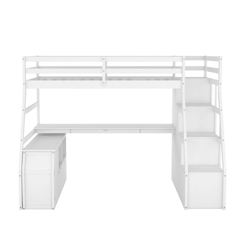 Lit mezzanine deux places avec bureau et rangements