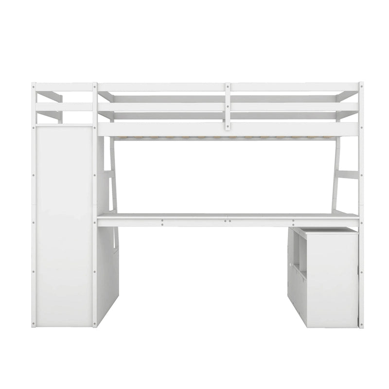 Lit mezzanine deux places avec bureau et rangements