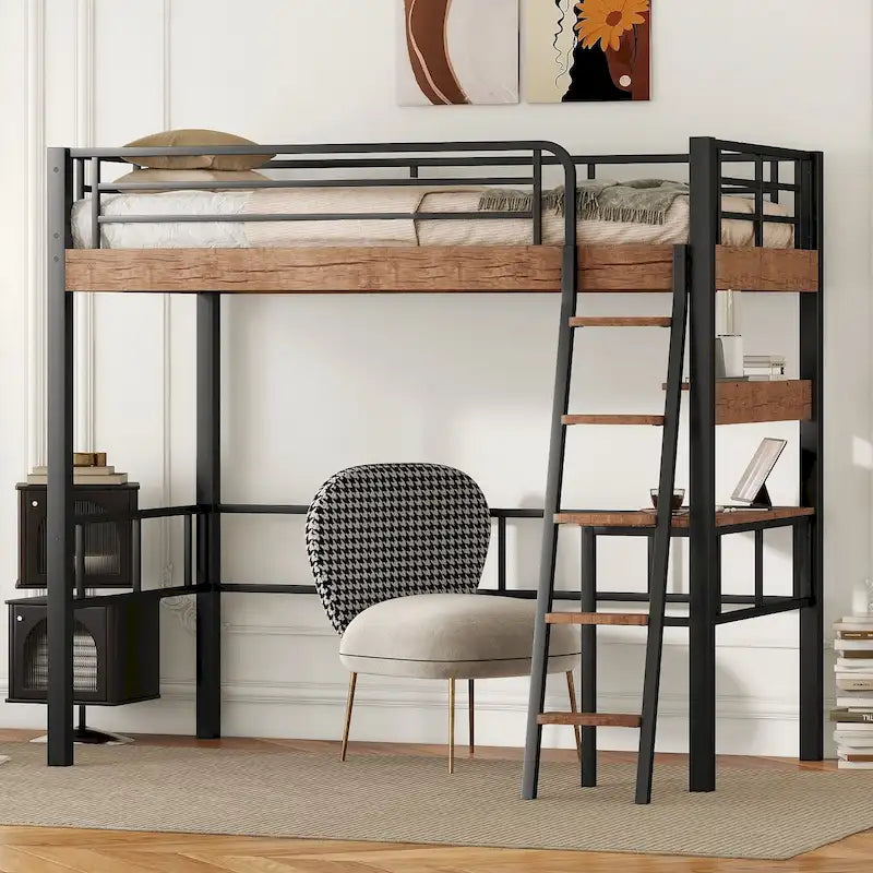 Lit mezzanine une place avec bureau