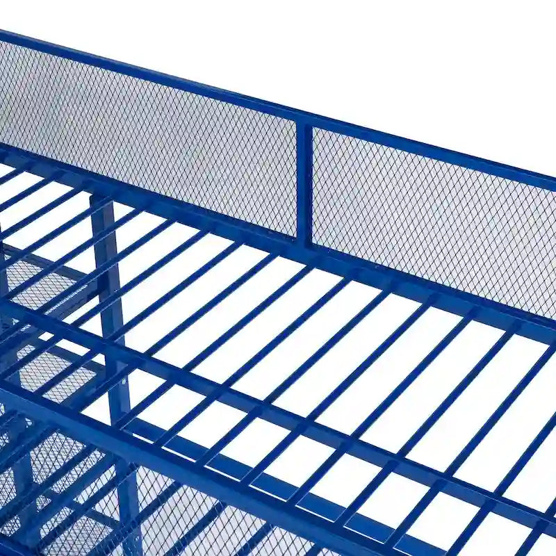 Lit mezzanine en métal avec étagères à 4 niveaux et rangement