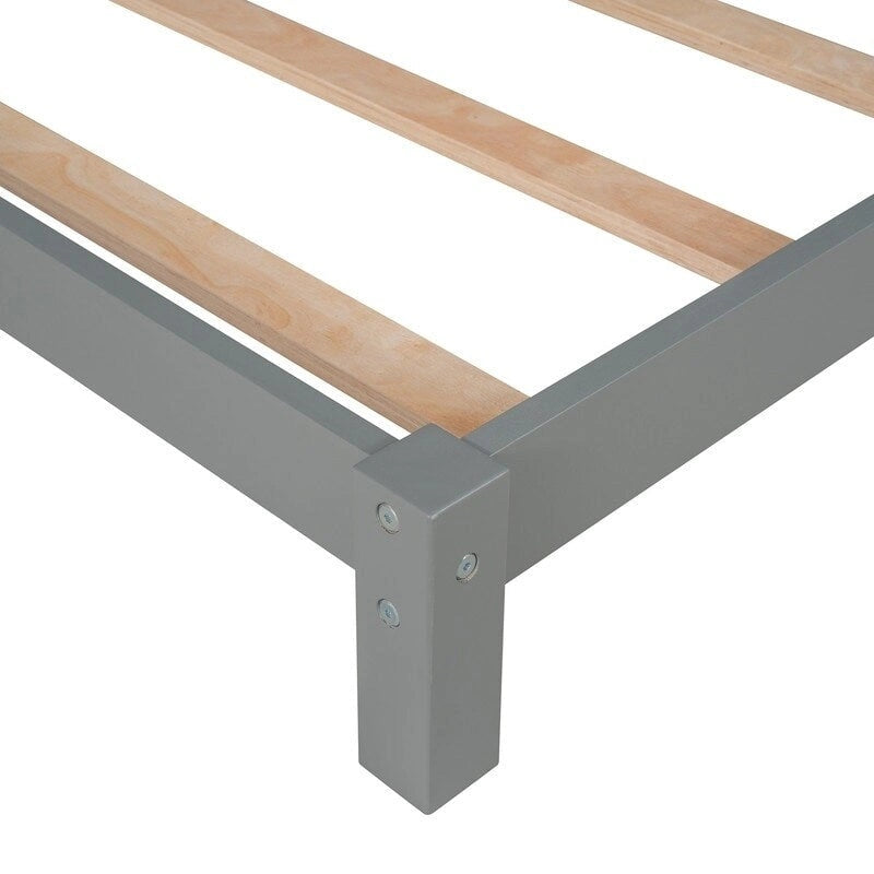 Lit plateforme en bois pour enfant, taille simple, avec tête de lit en forme de maison