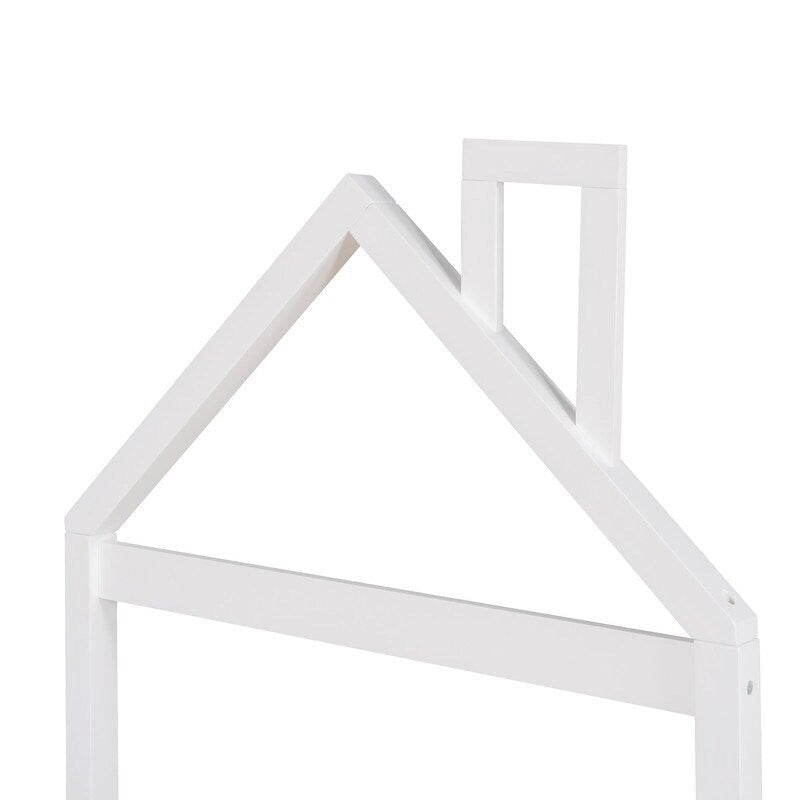 Lit plateforme en bois pour enfant, taille simple, avec tête de lit en forme de maison