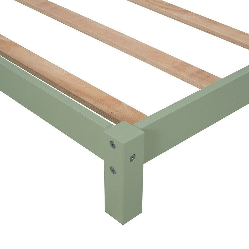 Lit plateforme en bois pour enfant, taille simple, avec tête de lit en forme de maison