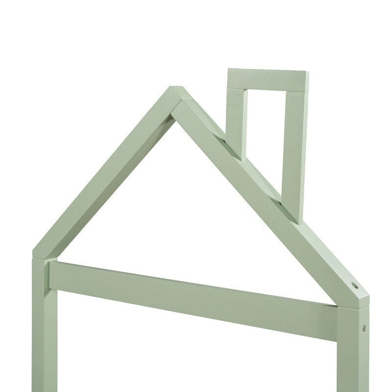Lit plateforme en bois pour enfant, taille simple, avec tête de lit en forme de maison