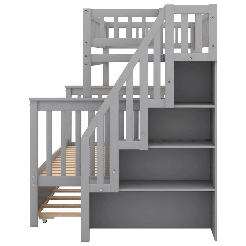 Lit superposé avec lit gigogne et escalier