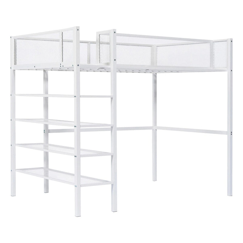 Lit mezzanine multifonctionnel style moderne pour lit une place avec rangement