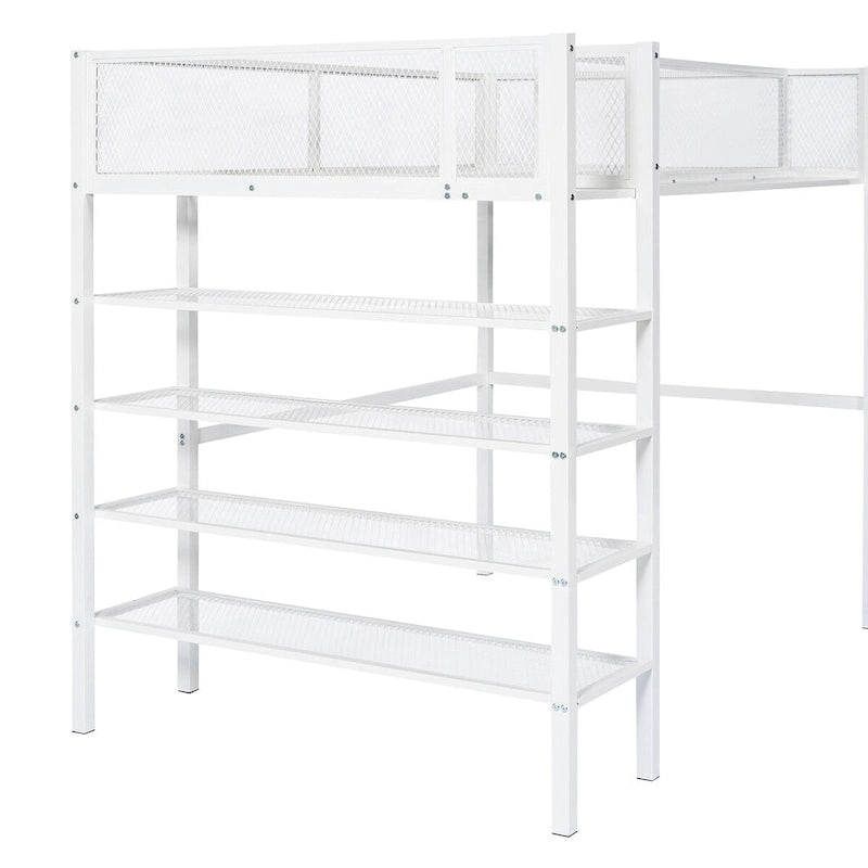 Lit mezzanine multifonctionnel style moderne pour lit une place avec rangement