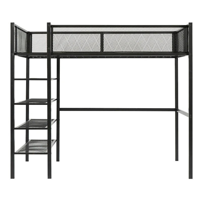 Lit mezzanine multifonctionnel style moderne pour lit une place avec rangement