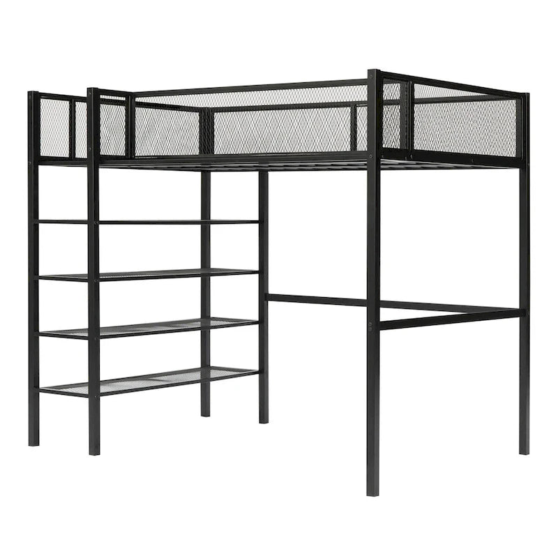 Lit mezzanine multifonctionnel style moderne pour lit une place avec rangement