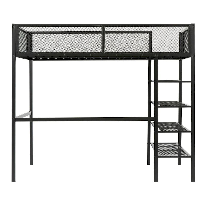 Lit mezzanine multifonctionnel style moderne pour lit une place avec rangement