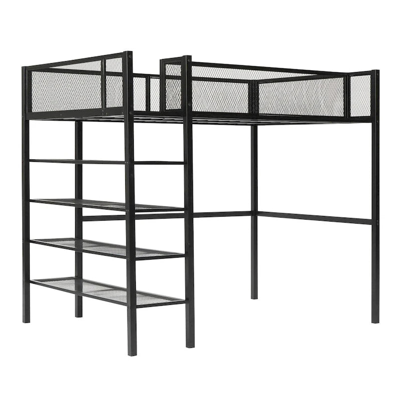 Lit mezzanine multifonctionnel style moderne pour lit une place avec rangement