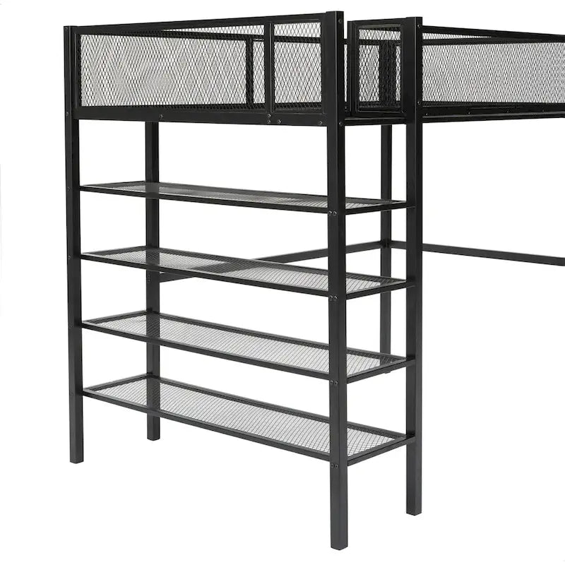 Lit mezzanine multifonctionnel style moderne pour lit une place avec rangement