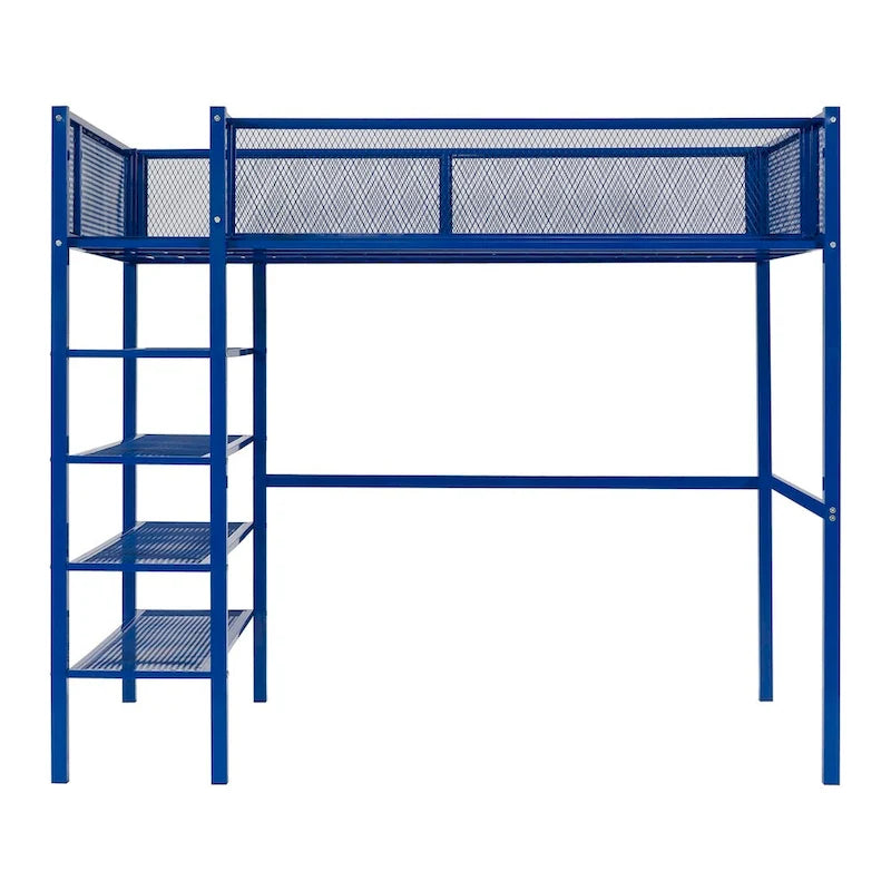 Lit mezzanine multifonctionnel style moderne pour lit une place avec rangement