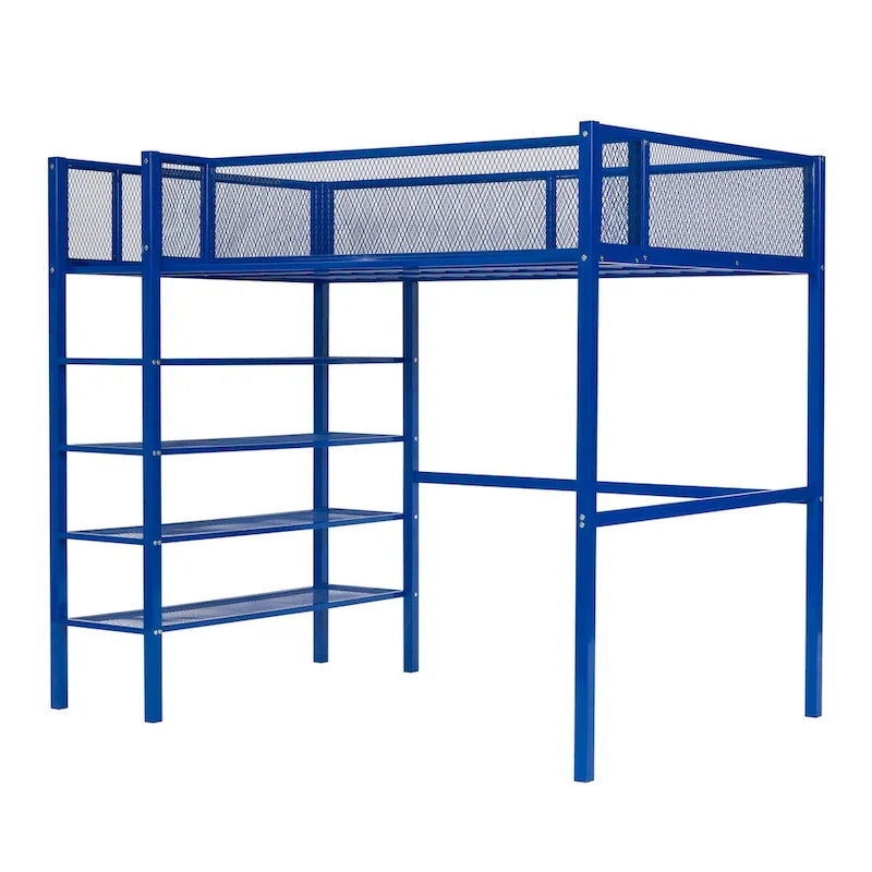Lit mezzanine multifonctionnel style moderne pour lit une place avec rangement