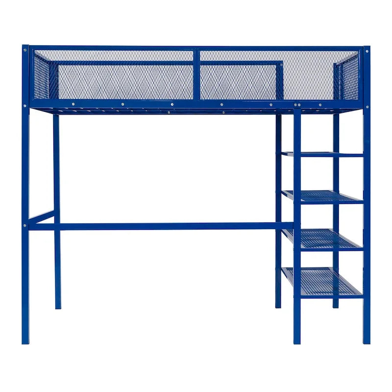 Lit mezzanine multifonctionnel style moderne pour lit une place avec rangement