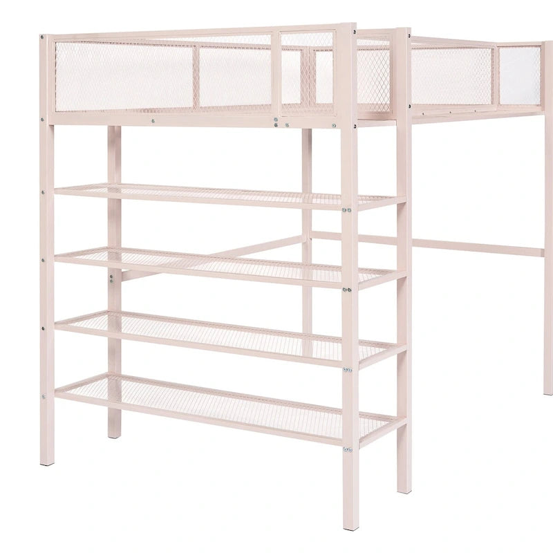 Lit mezzanine multifonctionnel style moderne pour lit une place avec rangement