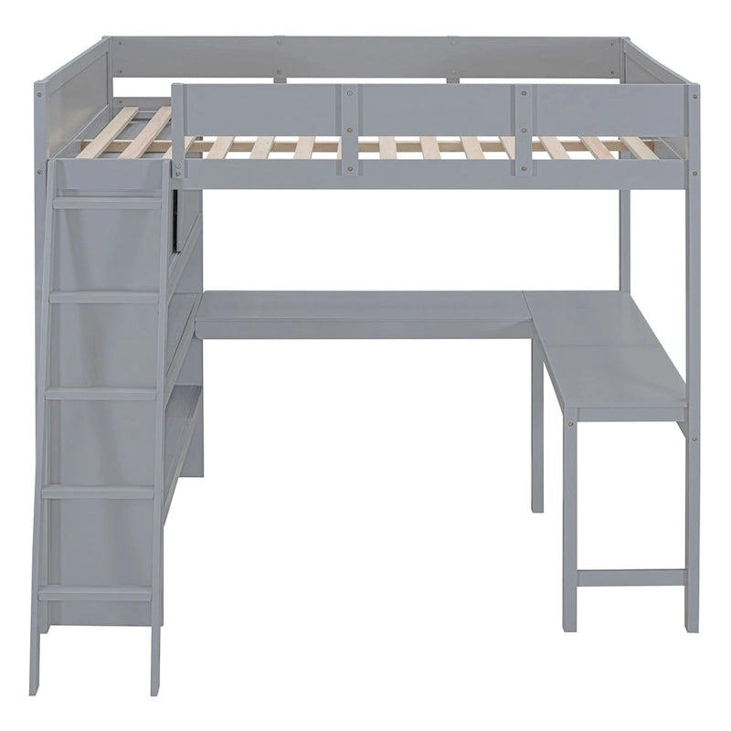 Lit mezzanine pleine grandeur avec bureau et étagère